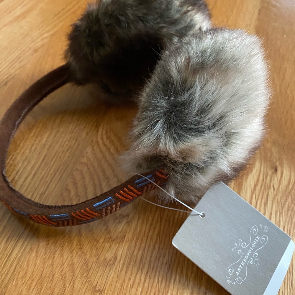 Anthropologie Brown and Gray Faux Fur Earmuffs